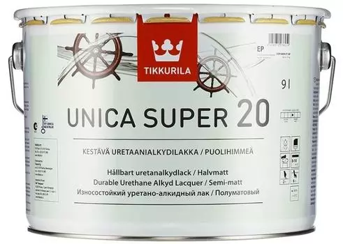 Tikkurila Unica super, 9 л, Лак для дерева прозрачный полуматовый