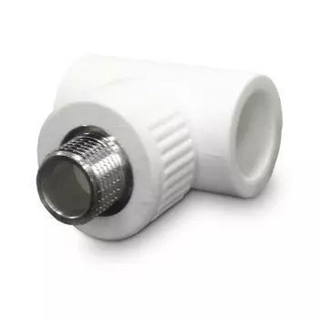 Тройник комбинированный PPR Политэк 20 мм 1/2 дюйма с наружной резьбой белый