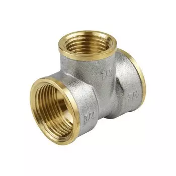 Тройник латунь никель переходной Ду 20х15х20 (3/4"х1/2"х3/4") ВР/ВР 9008 ГОСТ 32585-2013 Aquasfera 9008-01