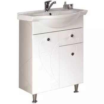 Тумба под раковину Акватон Лиана 65 М 1A165801LL010 с бельевой корзиной белая