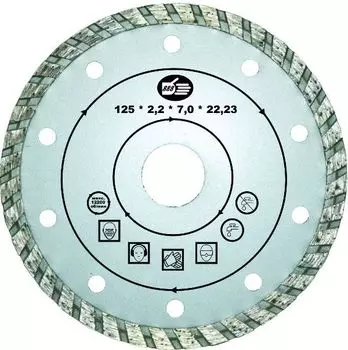Турбо 888, 125х22.23 мм, 2.4 мм, Диск алмазный