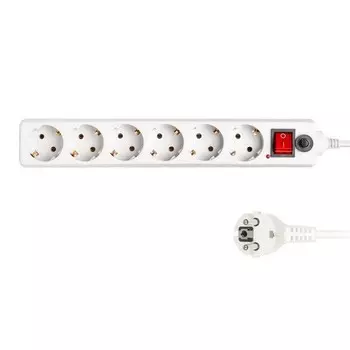Удлинитель Buro 600SH-3-W 992266 с сетевым фильтром 3 м 6 розеток с заземлением САА 3х0.75 2200 Вт IP20 белый