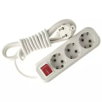 Удлинитель бытовой Makel MGP212 ПВС 3 розетки с заземлением и выключателем 3х1 3500 Вт IP20 2 м