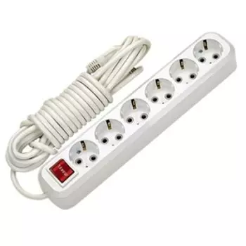 Удлинитель бытовой Makel MGP234 ПВС 6 розеток с заземлением и выключателем 3х1 3500 Вт IP20 5 м