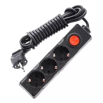 Удлинитель бытовой Uniel Standard S-GCD3-3B Black 3 розетки с заземлением и выключателем 3500 Вт 3 м