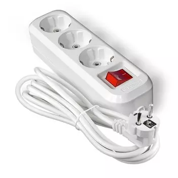 Удлинитель бытовой UNIVersal S-303 9631986 ПВС 3 розетки с заземлением и выключателем 3х1 3500 Вт 3 м