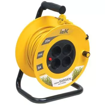 Удлинитель на катушке IEK GARDEN УК20 с термозащитой 4 места 2P/20м 2х0,75мм2
