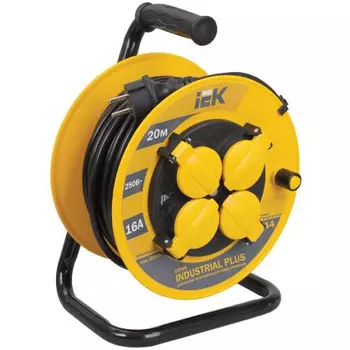 Удлинитель на катушке IEK Industrial plus УК20 WKP15-16-04-20-44 с термозащитой 4 места 2P+PE/20м 3х1,5мм2