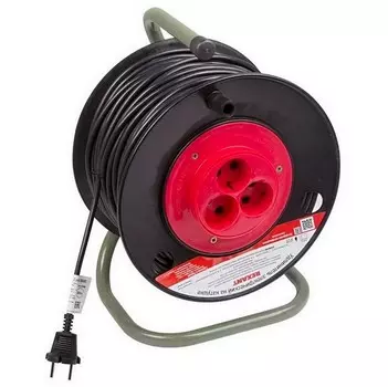 Удлинитель силовой на катушке Rexant 11-7250 ПВС 3 розетки без заземления 2х1 2200 Вт 50 м