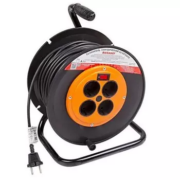 Удлинитель силовой на катушке Rexant 11-7550 ПВС 4 розетки с выключателем 2х1 2200 Вт 50 м