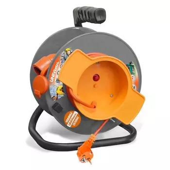 Удлинитель силовой на катушке UNIVersal У10-027 9633279 ПВС с термовыключателем 1 розетка с защитной крышкой и заземлением 3х1 3500 Вт IP54 50 м