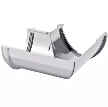 Угол желоба Технониколь ПВХ D125/82 мм 90 градусов универсальный белый