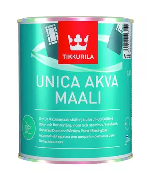 Уника аква 0,9 Л (1/6) краска для окон и дверей п/глянц. "тиккурила"