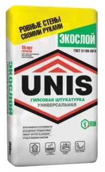 Unis Экослой, 30 кг, Штукатурка гипсовая