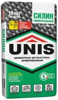 Unis Силин, 25 кг, Штукатурка цементная армированная Универсальный серая