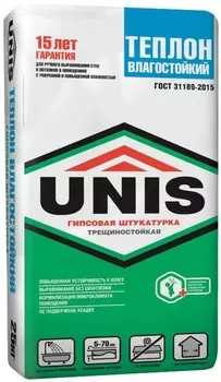 Unis Теплон Влагостойкий, 25 кг, Штукатурка гипсовая влагостойкая
