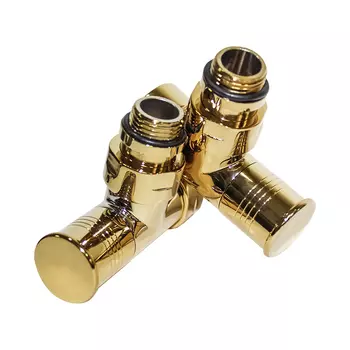 Вентиль с круглой ручкой к полотенцесушителю ЛД золотой глянец 2 шт