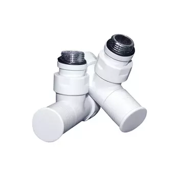 Вентиль с круглой ручкой к полотенцесушителю ЛД белый глянец 2 шт