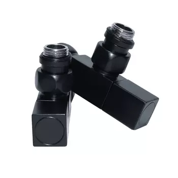 Вентиль с квадратной ручкой к полотенцесушителю ЛМ-7 черный матовый 2 шт