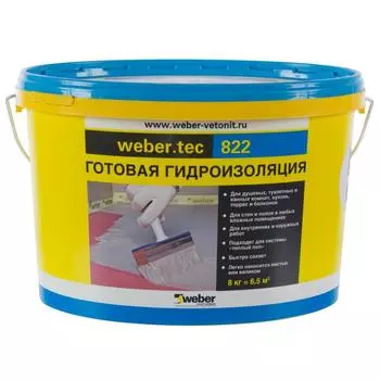 Vetonit Weber.Tec 822, 24 кг, Гидроизоляция высокоэластичная полимерная розовая