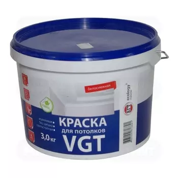 VGT ВД-АК-2180 3 кг, Краска интерьерная акриловая для потолков (белоснежная)