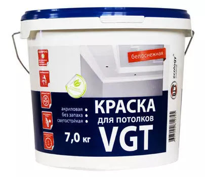 VGT ВД-АК-2180 7 кг, Краска интерьерная акриловая для потолков (белоснежная)