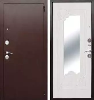 Входная дверь Цитадель Ампир белый ясень с зеркалом