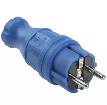 Вилка электрическая IEK Омега PKR01-016-2-K07 прямая синяя