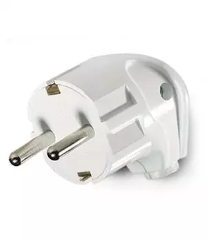 Вилка электрическая угловая с заземлением пластиковая