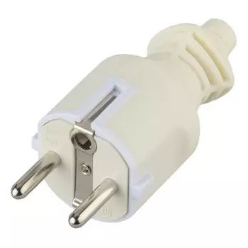 Вилка c заземлением ЭРА прямой ввод белая