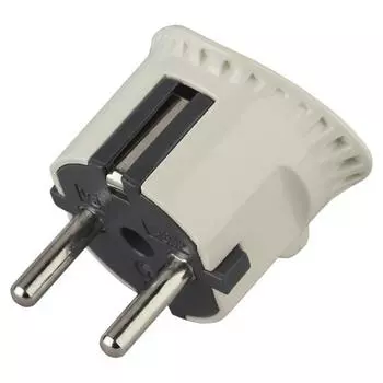 Вилка c заземлением ЭРА прямой ввод плоская белая