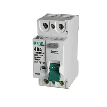 Выключатель дифференциального тока DEKraft УЗО-03 2п 40А 30мА тип AC 6кА