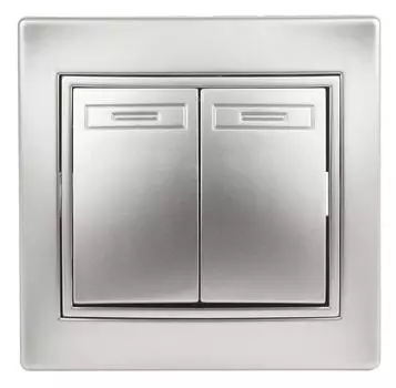 Выключатель двухклавишный Intro Plano 1-104-03 алюминий