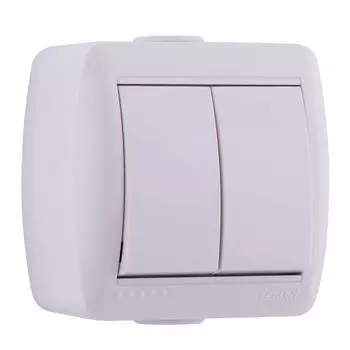 Выключатель двухклавишный Lezard Nata 710-0200-101 белый