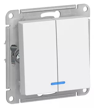 Выключатель двухклавишный с подсветкой ATN000153 Schneider Electric AtlasDesign белый