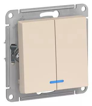 Выключатель двухклавишный с подсветкой ATN000253 Schneider Electric AtlasDesign бежевый 10А