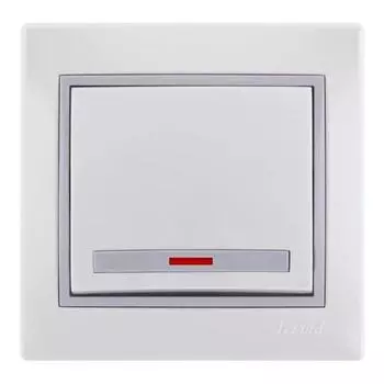 Выключатель Lezard Mira 701-0215-111 одноклавишный с подсветкой белый с серой вставкой