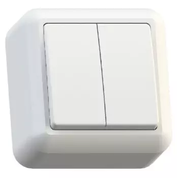 Выключатель накладной Кунцево-Электро Оптима А510-380 двухклавишный белый