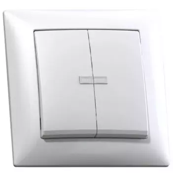 Выключатель накладной Кунцево-Электро Селена С510-397 двухклавишный с подсветкой белый