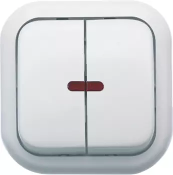 Выключатель накладной Кунцево-Электро Валентина А56-176 двухклавишный с подсветкой белый