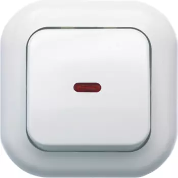 Выключатель накладной Кунцево-Электро Валентина С16-068 одноклавишный с подсветкой белый