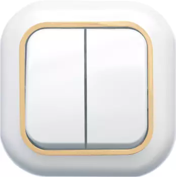 Выключатель накладной Кунцево-Электро Валентина С56-034З двухклавишный белый с золотом