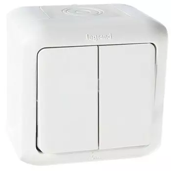 Выключатель накладной LeGrand Quteo 782302 двухклавишный белый