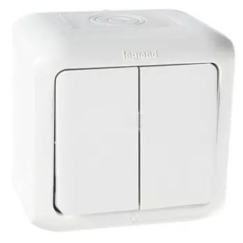 Выключатель накладной LeGrand Quteo 782302 IP 44 двухклавишный белый