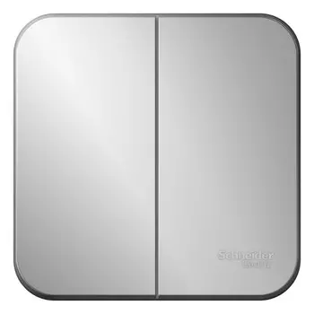 Выключатель накладной Schneider Electric Blanca BLNVA105013 двухклавишный с изолирующей пластиной алюминий