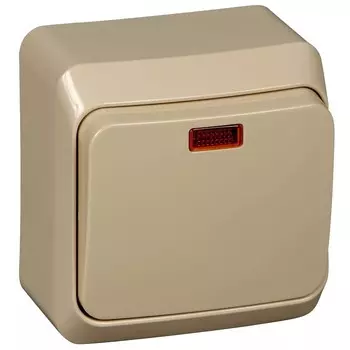 Выключатель накладной Schneider Electric Этюд BA10-005K одноклавишный с индикатором кремовый