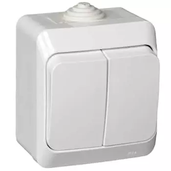 Выключатель накладной Schneider Electric Этюд BA10-042B IP44 двухклавишный белый