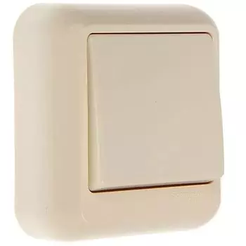 Выключатель накладной Schneider Electric Прима A16-051M-S одноклавишный слоновая кость