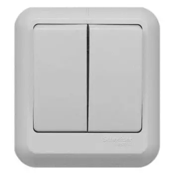 Выключатель накладной Schneider Electric Прима A56-029M-B двухклавишный белый