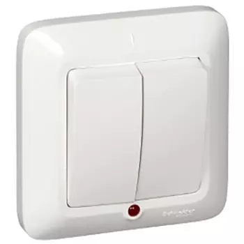 Выключатель накладной Schneider Electric Прима S56-039-B двухклавишный с индикатором белый